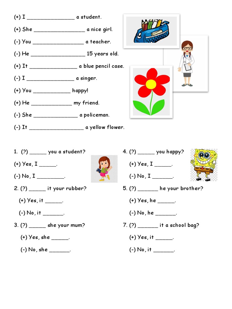To-Be-Exercises-Positivenegativeshort-Questions-To Be | PDF
