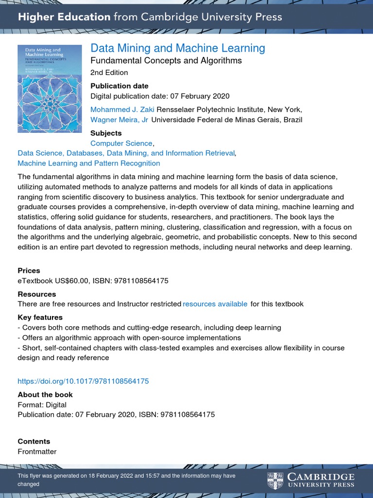 Data Mining and Machine Learning | PDF | Cluster Analysis | Machine ...