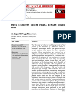 Jurnal Komunikasi Hukum: Aspek Legalitas Hukum Pidana Dengan Hukum Adat