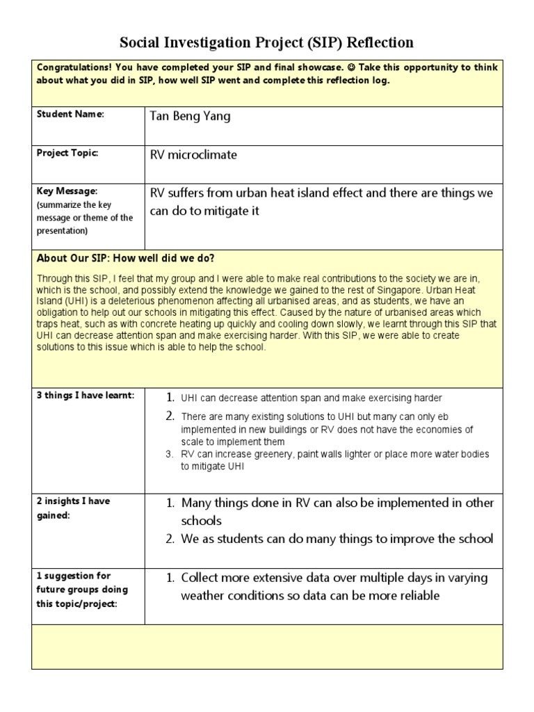 2022 For Students - Social Investigation Project Reflection | PDF ...