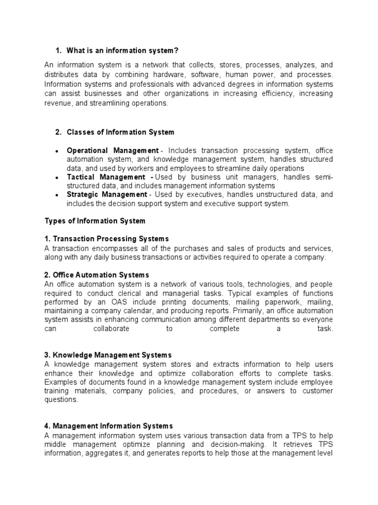 Overview of Information Systems | PDF | Information System | Information