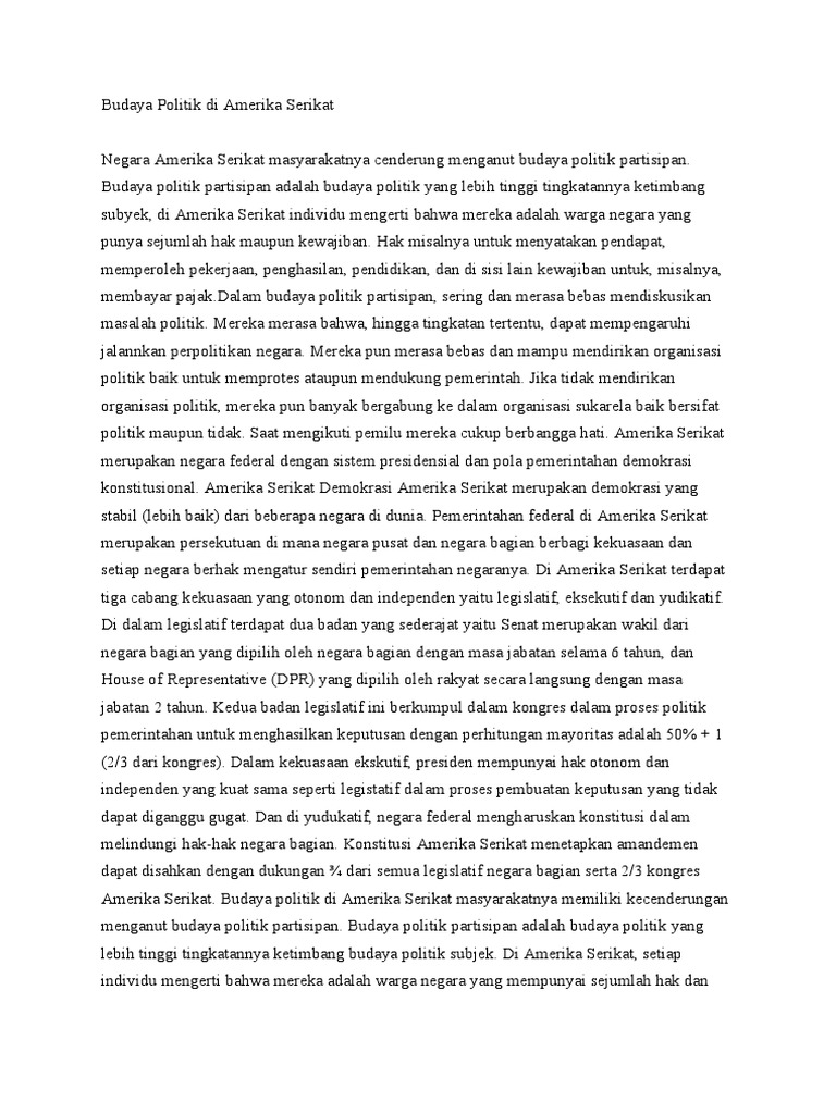 Budaya Politik Partisipan di AS | PDF