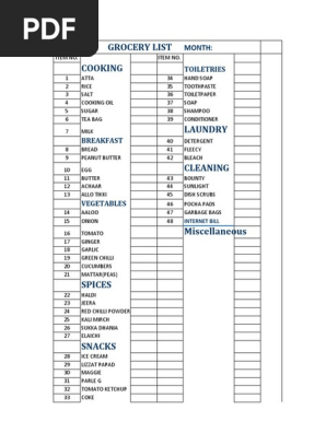 Grocery List