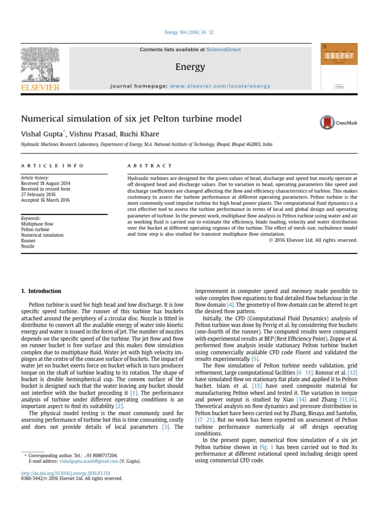 Numerical Simulation of Six Jet Pelton Turbine Model GRUPO 2 | PDF ...
