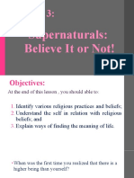 Lesson 3:: Supernaturals: Believe It or Not!