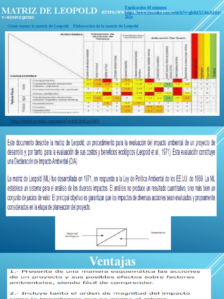 Clase 11. Matriz de Leopold | PDF | Evaluación de impacto ambiental