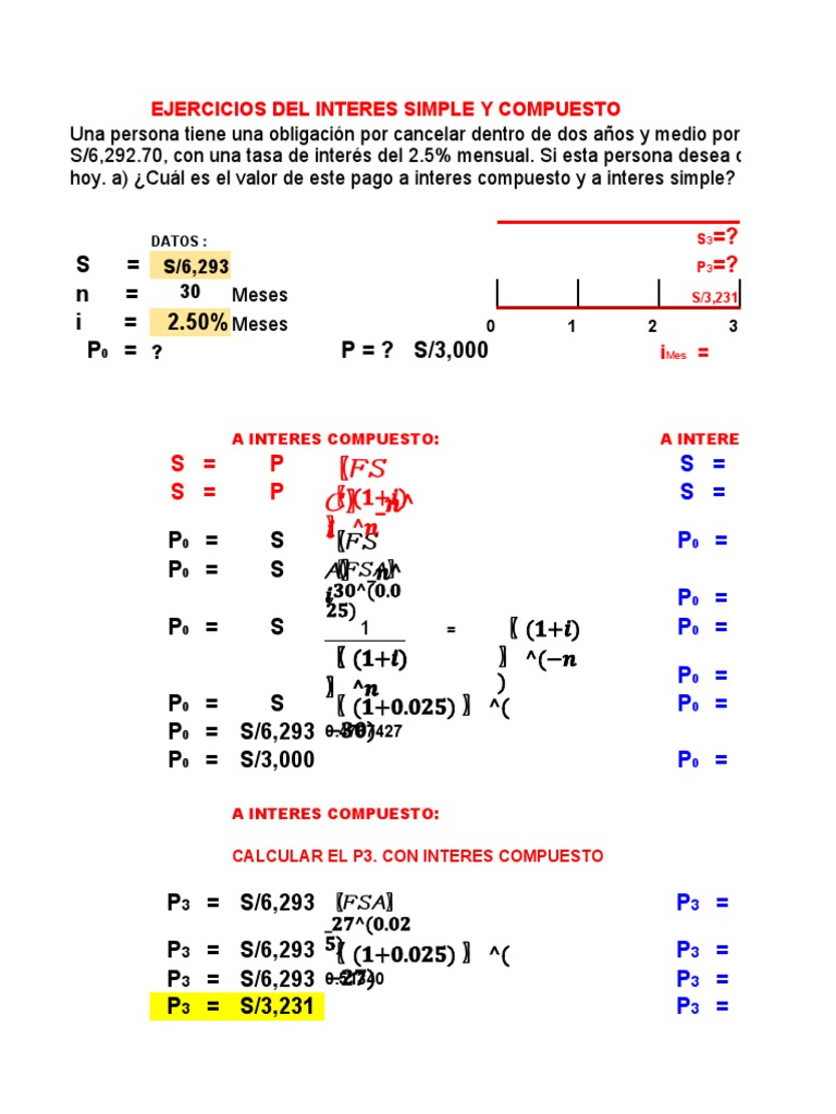 Ejercicios de Interés Simple y Compuesto | PDF | Interés ...