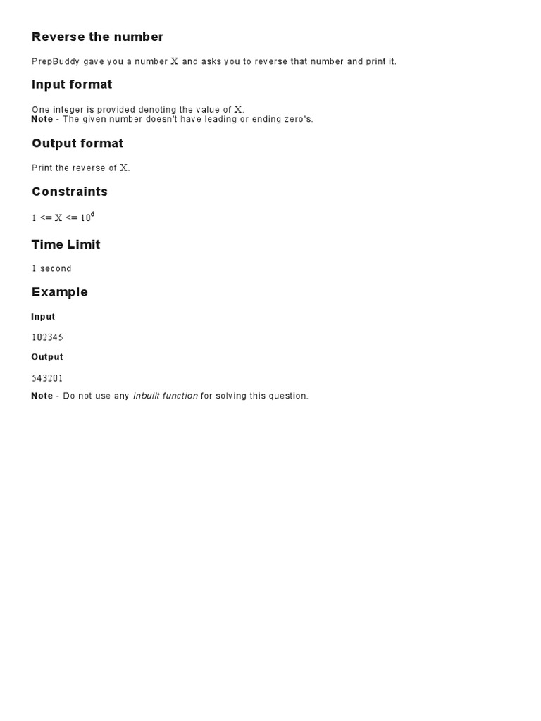 Reverse a Number Algorithm | PDF