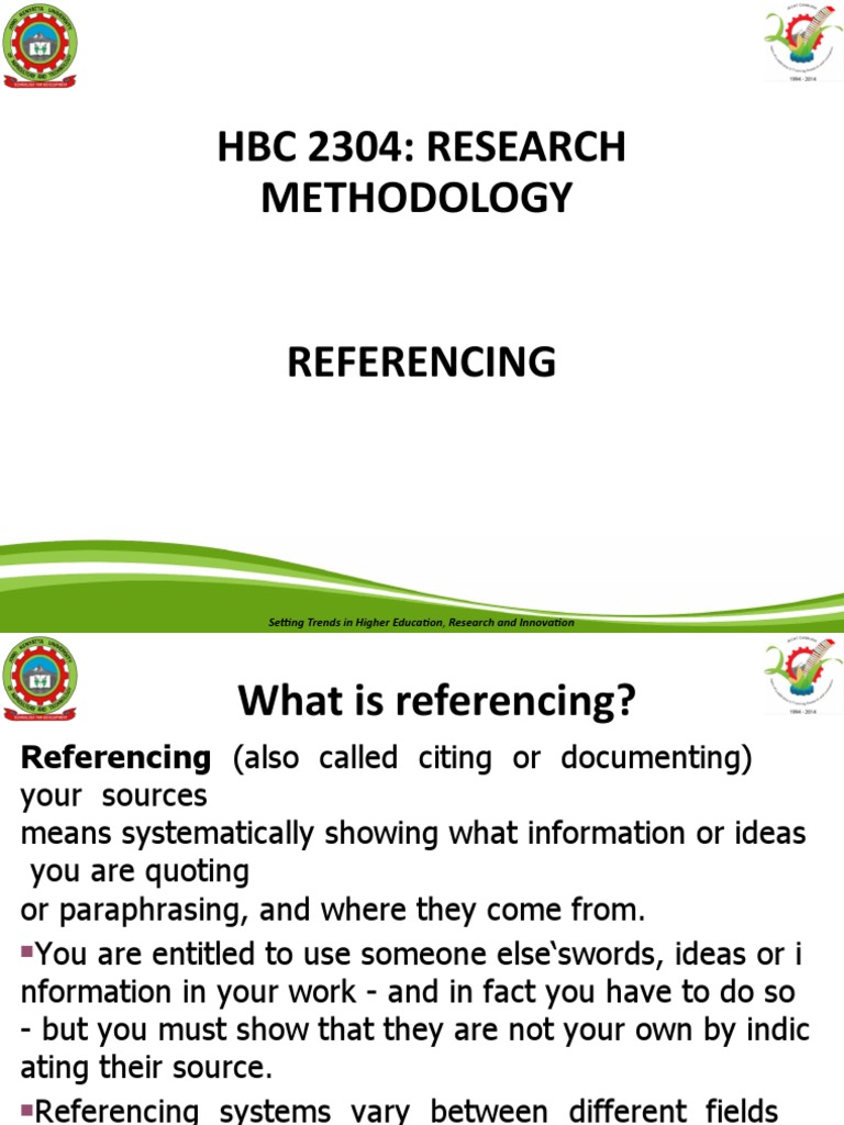 Referencing in Higher Education Research | PDF | Citation | Science