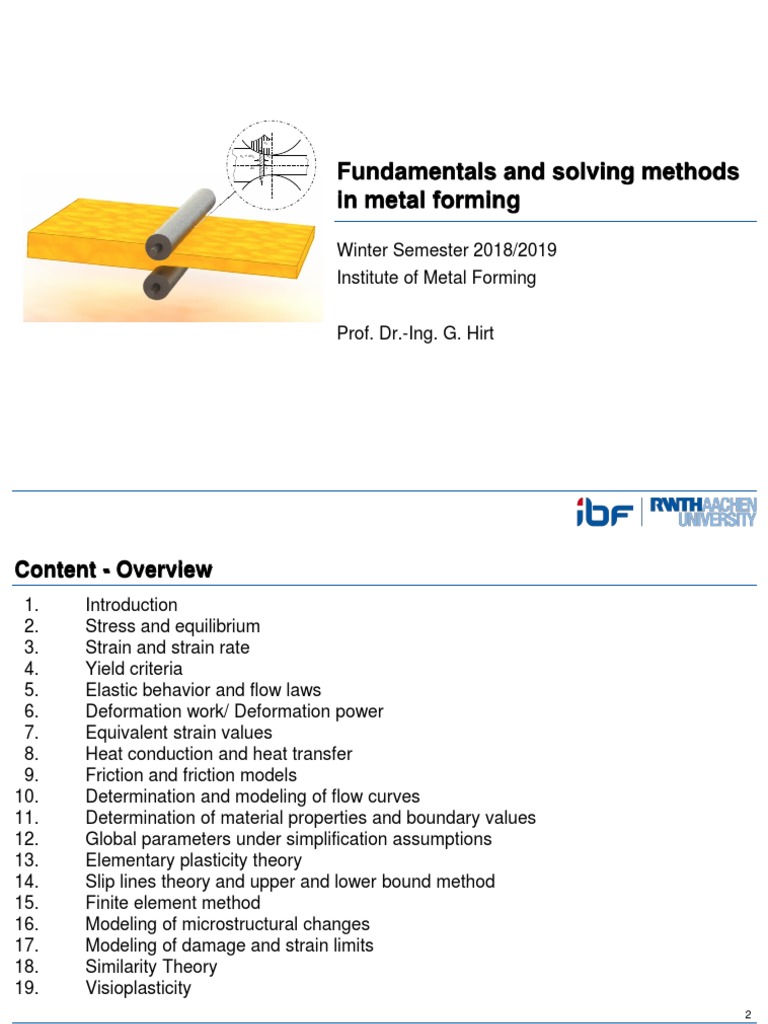 HIRT Fundamentals and Solving Methods in Metal Forming - Lecture