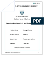 Organizational Analysis and Design - 21718: University of Technology Sydney