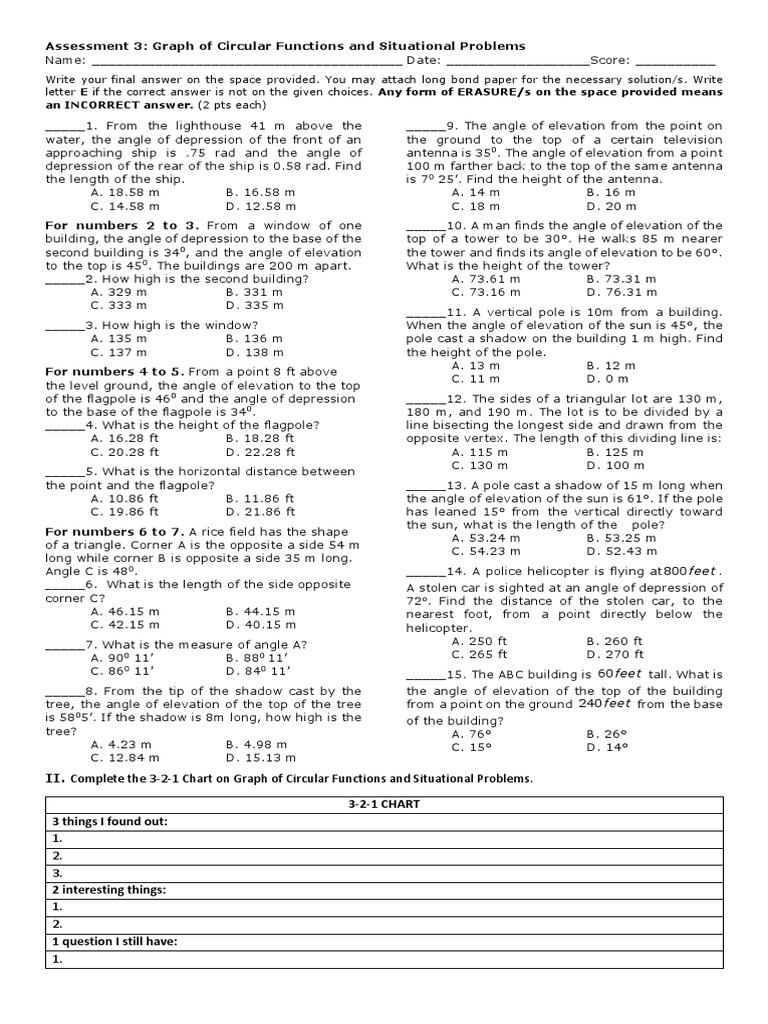 Trigonometry Problem Set | PDF | Triangle | Angle