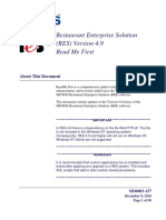 Restaurant Enterprise Solution (RES) Version 4.9 Read Me First