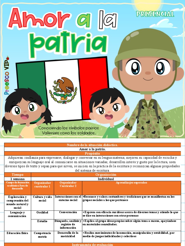 Ejemplos de Amor a la Patria para Niños | PDF | Evaluación | Plan de ...