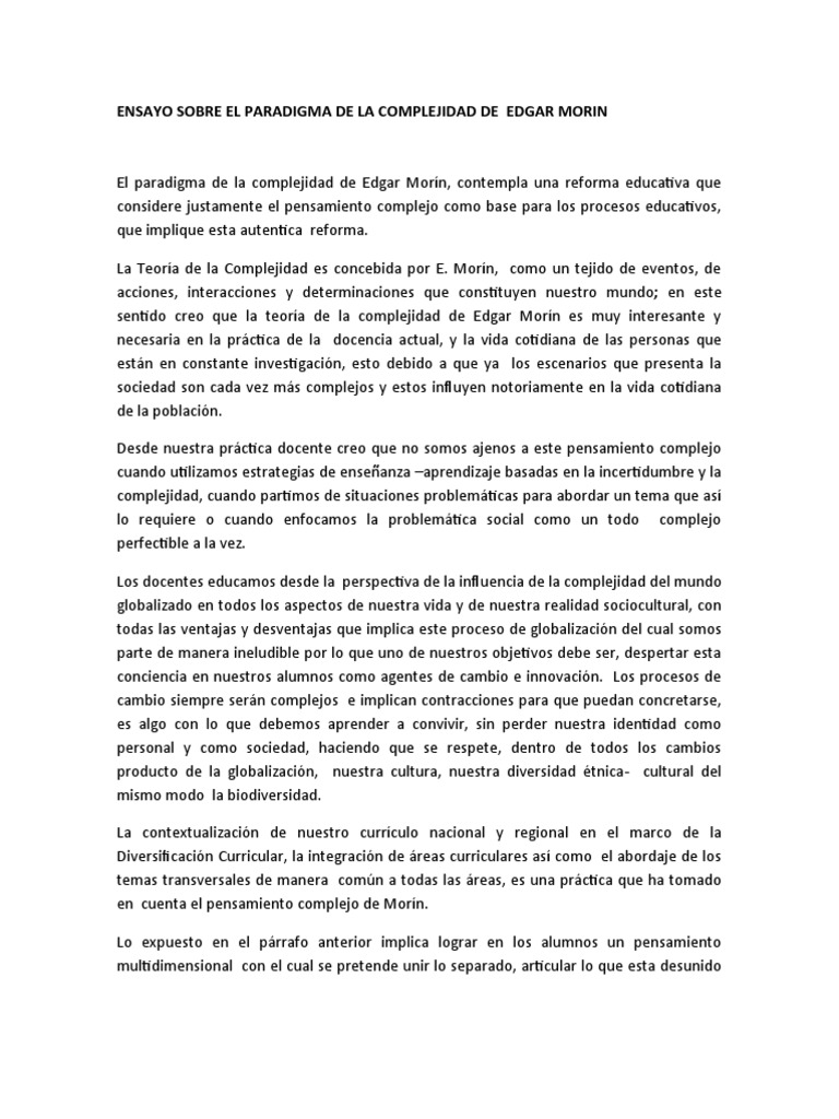 Paradigma de la Complejidad en Educación | PDF | Complejidad | Aprendizaje