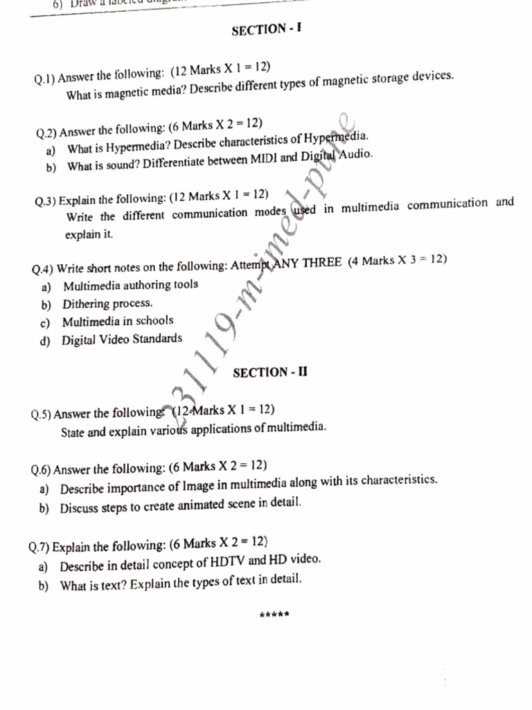 BCA Multimedia Question Paper Guide | PDF | Multimedia | High ...