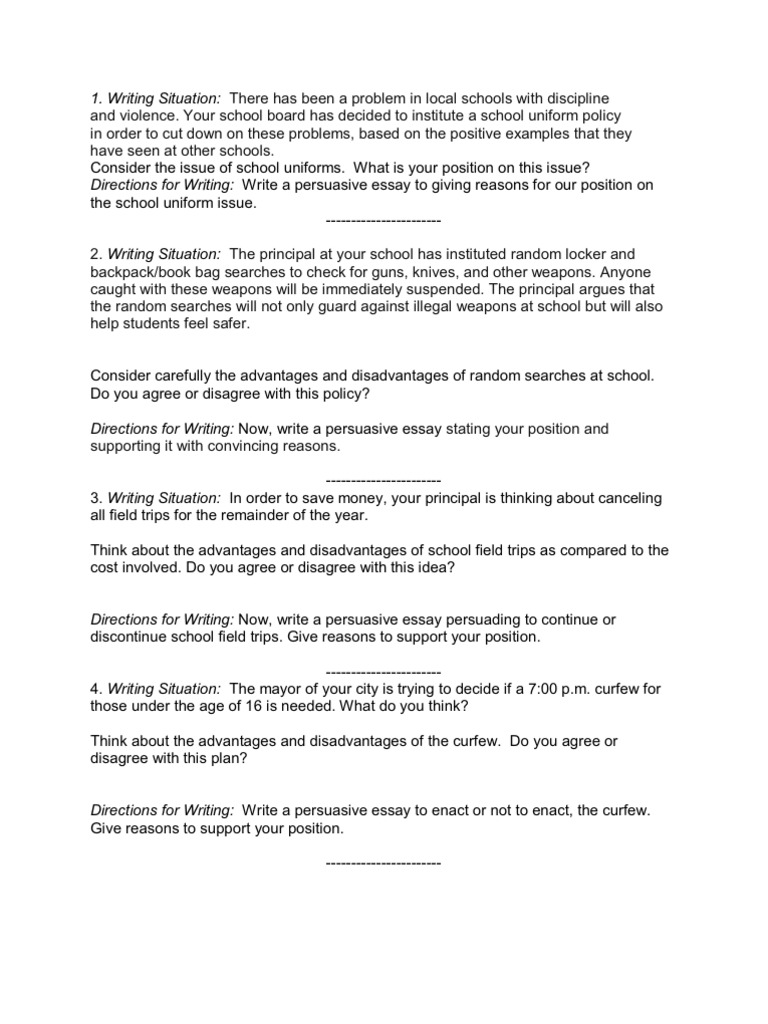 Persuasive Writing Prompts | Teachers | Adolescence