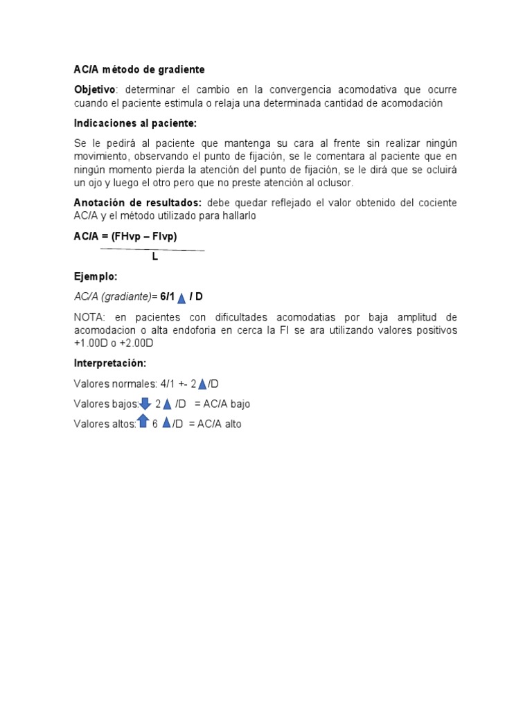 Método AC/A para evaluar convergencia | PDF