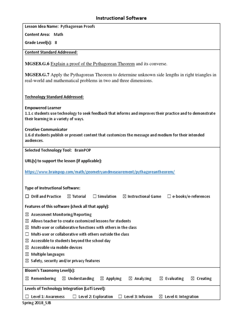 Pythagorean Theorem Lesson Plan | PDF | Communication | Education Theory