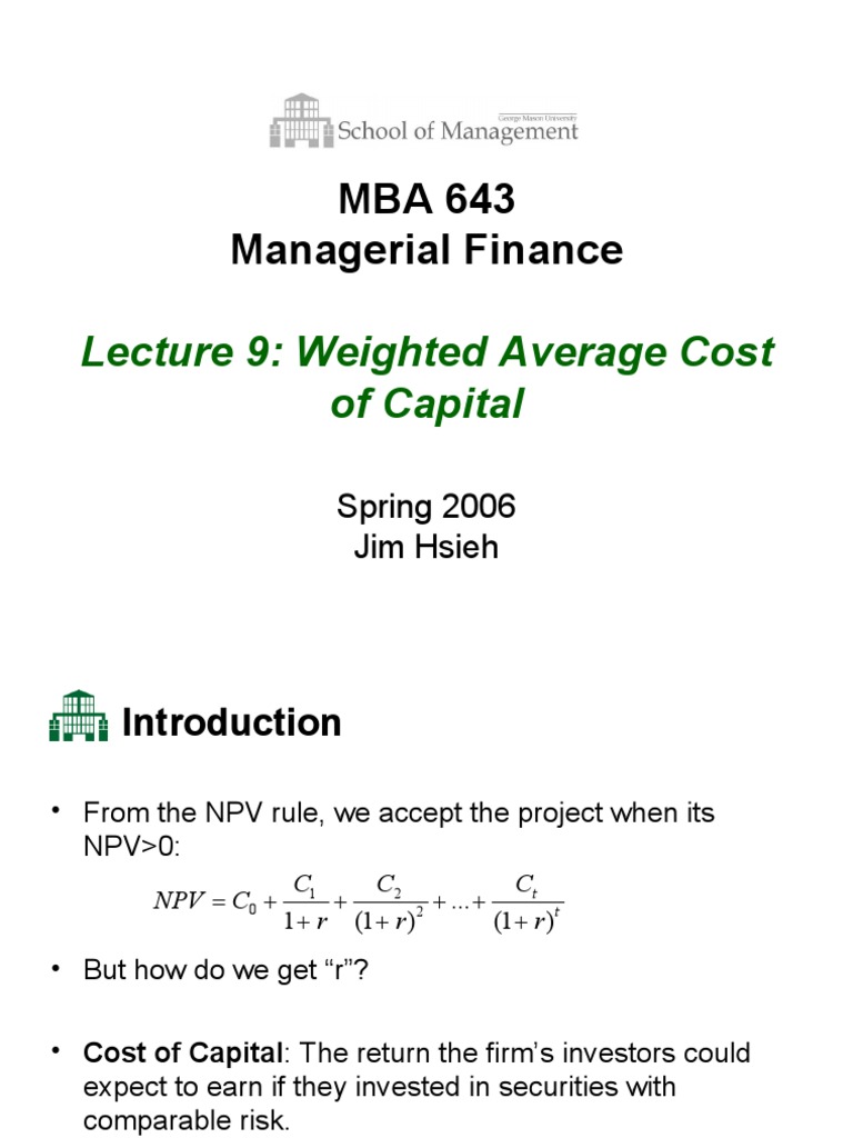 Understanding Weighted Average Cost of Capital | PDF | Cost Of Capital ...