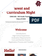 Parent High School Information Night - 8th-9th Grade Transition - Spring 2022