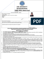 XU2202447 Admit Card for XGMT 2022 Exam