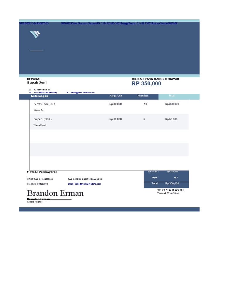 Contoh Template Invoice Bisnis | PDF