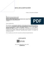 Carta de Aceptación: Alcantarillado Y Agua Potable, Zona 6"