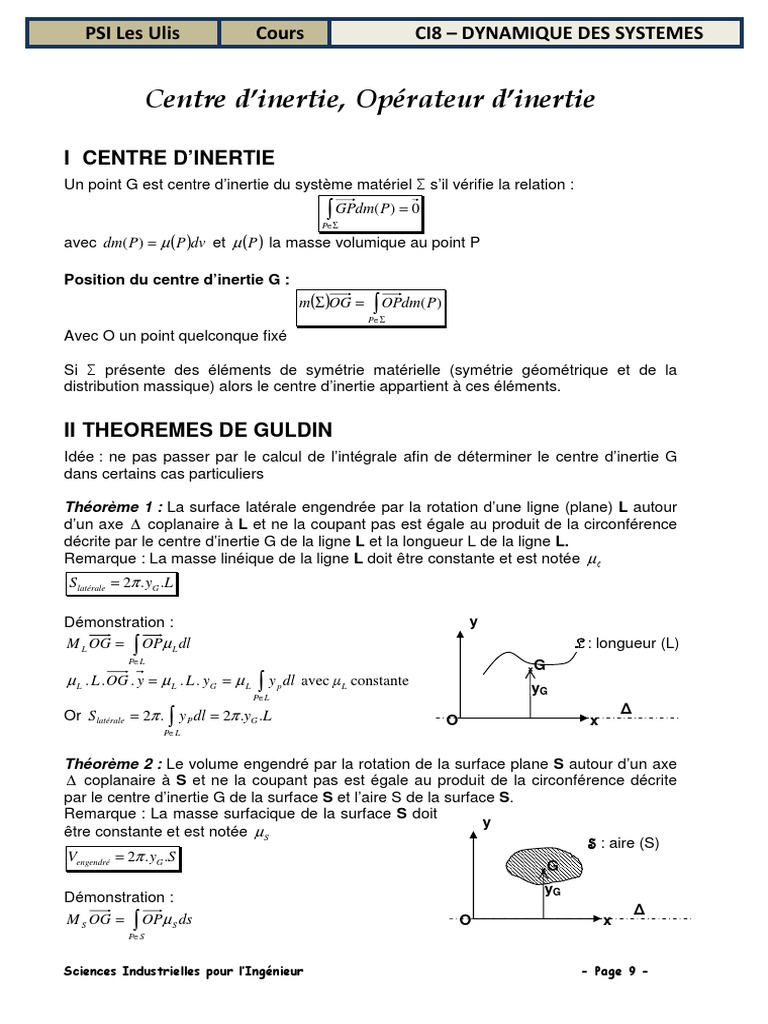 Centre et opérateur d'inertie en dynamique | PDF | Centre d'inertie ...