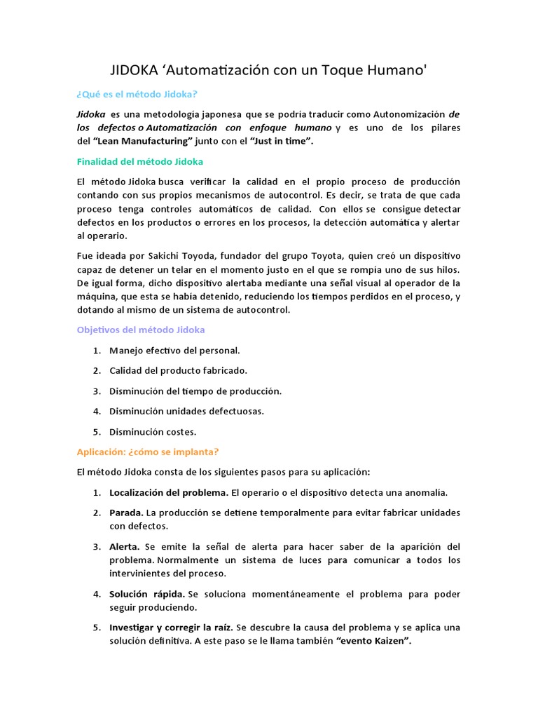 JIDOKA | PDF | Lean Manufacturing | Business