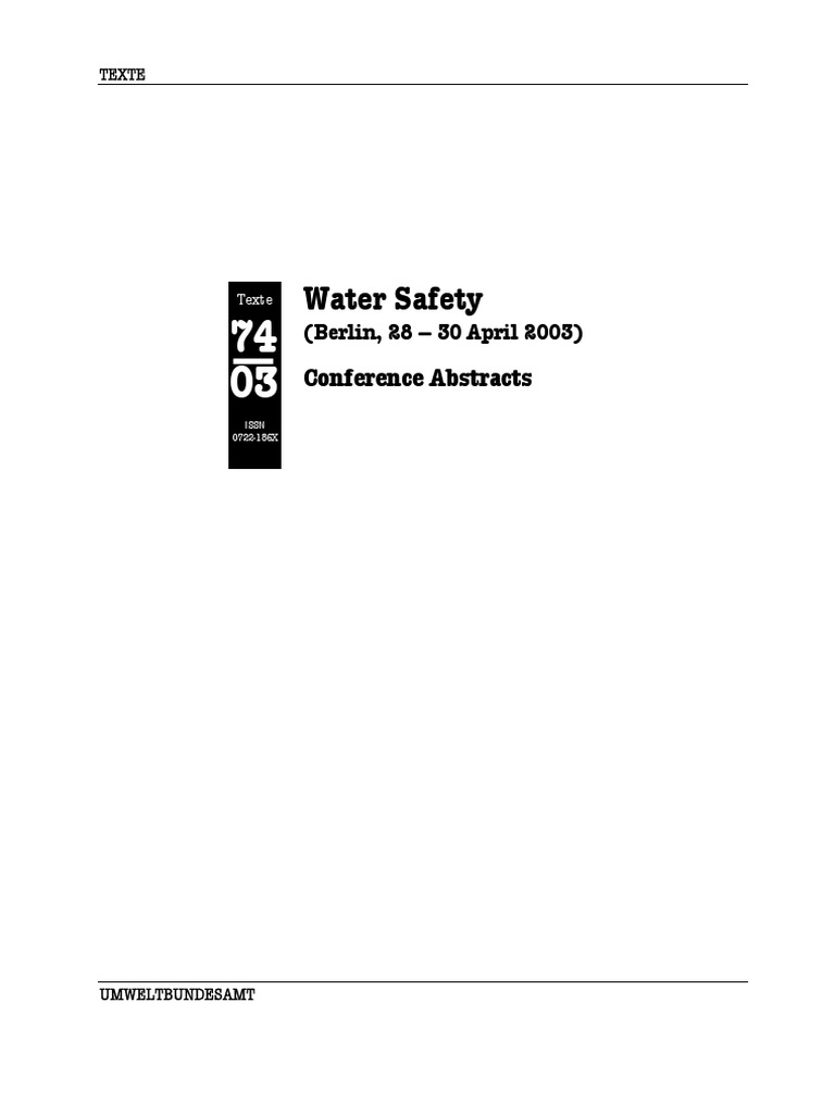 Water Safety Conference Abstracts 2003 | PDF | Drinking Water | Hazard ...