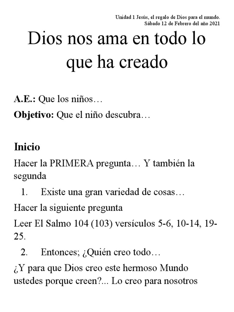Dios Nos Ama en Todo Lo Que Ha Creado PDF