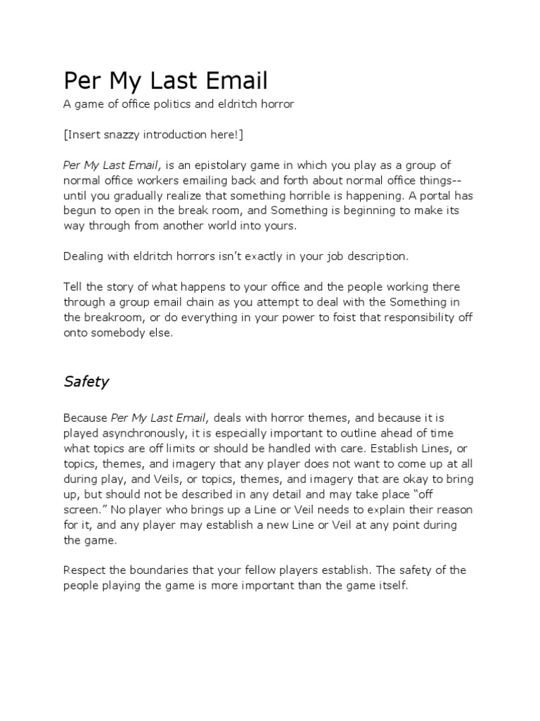 Office Eldritch Horror Email Game | PDF