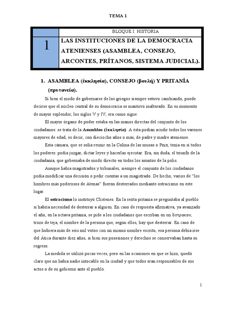 Instituciones de la Democracia Ateniense | PDF | Antigua Grecia ...