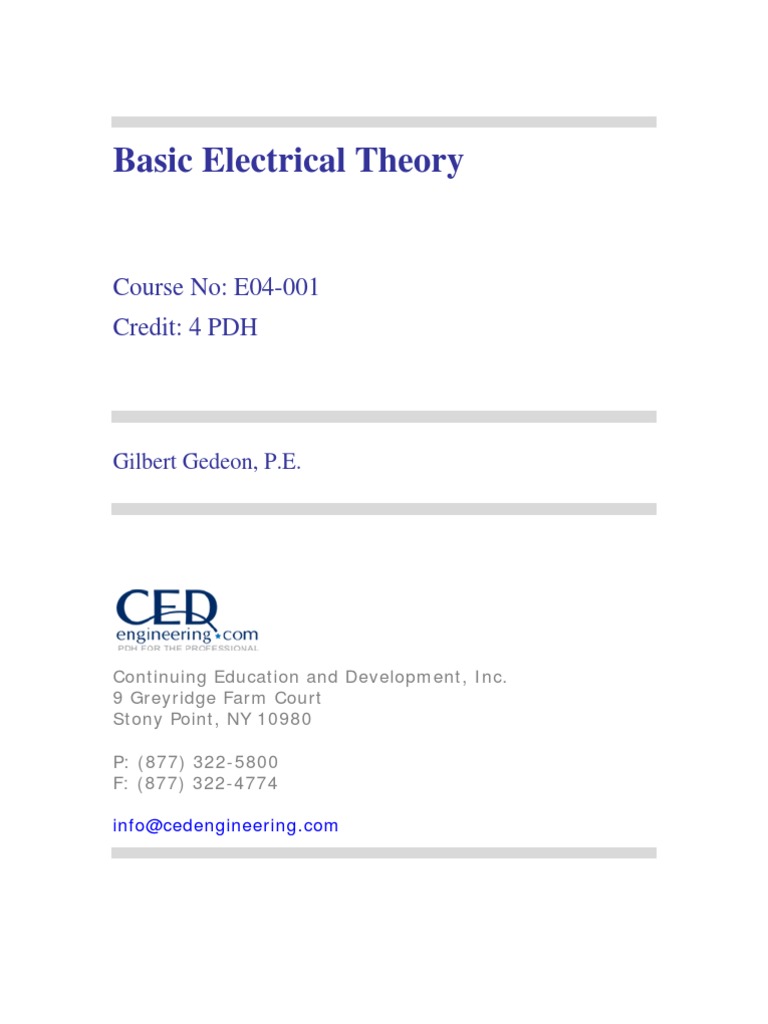 Basic Electrical Theory: Course No: E04-001 Credit: 4 PDH | PDF ...