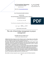 The Role of Knowledge Management in Project Management: Global Proceedings Repository