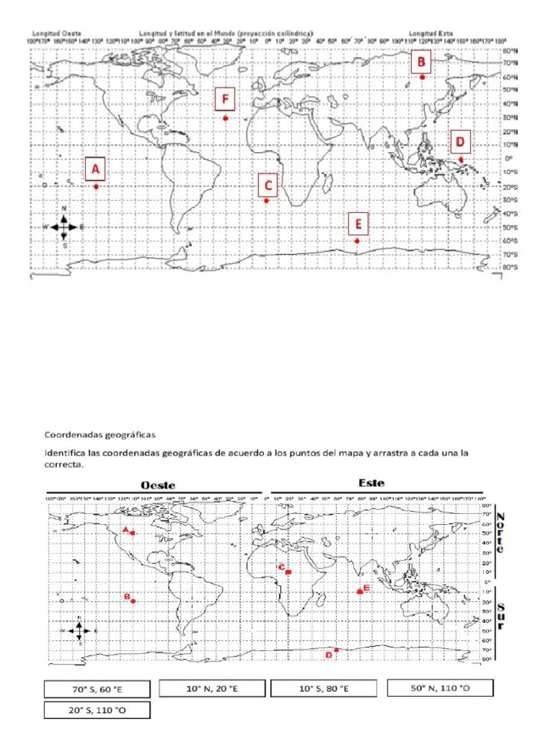 Coordenadas Geograficas Ejercicios | PDF