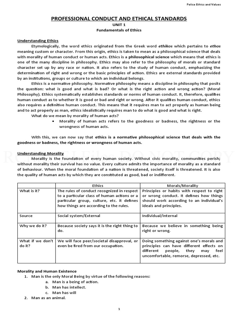 Police Ethics | PDF | Value (Ethics) | Morality