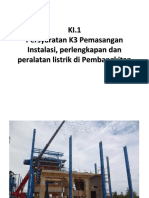 KI1. Persyaratan K3 Pemasangan Instalasi, Perlengkapan Dan Peralatan Listrik Di Pembangkitan