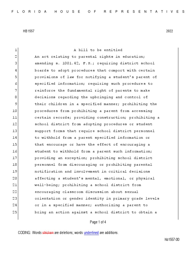 House Bill 1557 (Don't Say Gay) PDF Injunction Judgment (Law)