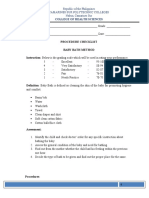 Procedure Checklist Baby Bath Method Instruction: Below Is The Grading Scale Which Will Be Used in Rating Your Performance