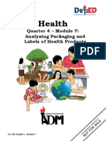 Health: Quarter 4 - Module 7: Analyzing Packaging and Labels of Health Products