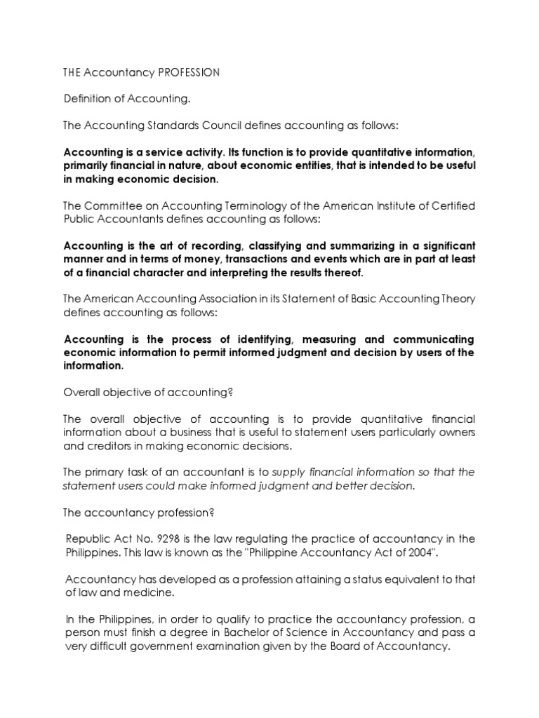 Overview of the Accountancy Profession | PDF | Accounting | Certified ...