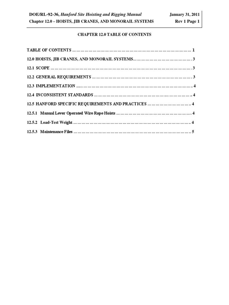 DOE/RL9236, Hanford Site Hoisting and Rigging Manual Rev 1 Page 1