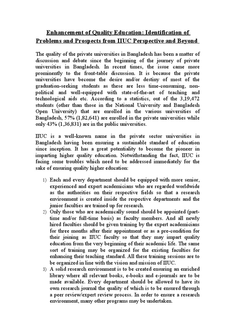 Improving IIUC's Educational Quality | PDF | University | Change