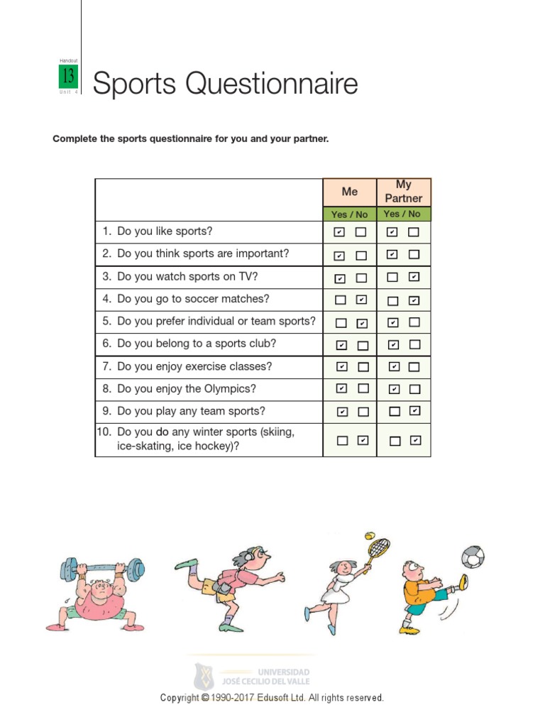 07 Basic II Handout 13 Unit 4 Sports Sports Questionnaire PDF