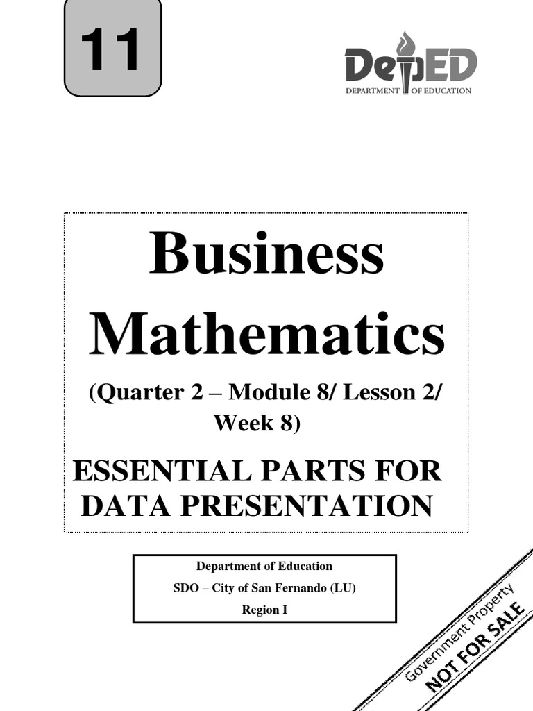 Business Mathematics: Essential Parts For Data Presentation | PDF | Pie ...