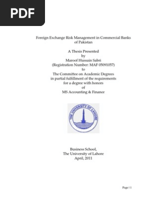 Foreign Exchange Risk Management In Commercial Banks In Pakistan - 