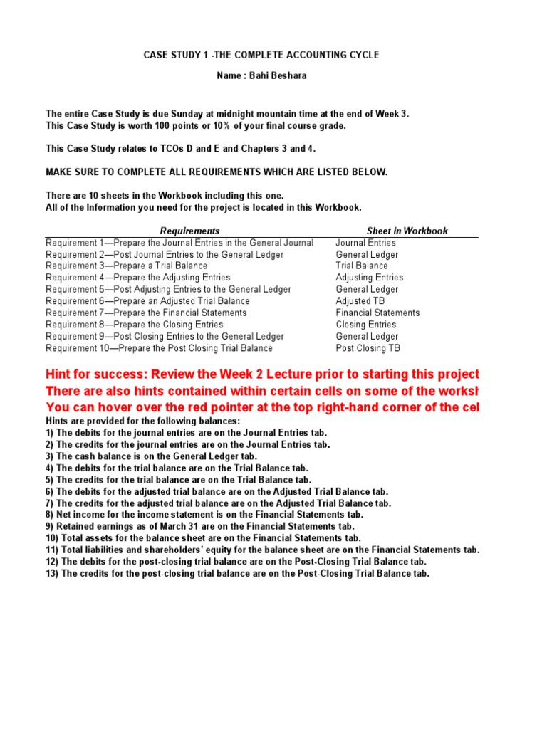 Accounting Cycle Case Study Overview | PDF | Debits And Credits | Expense