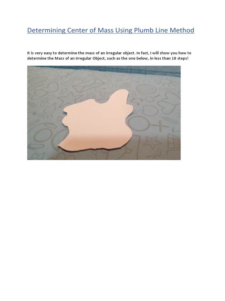 Determining Center of Mass Using Plumb Line Method PDF